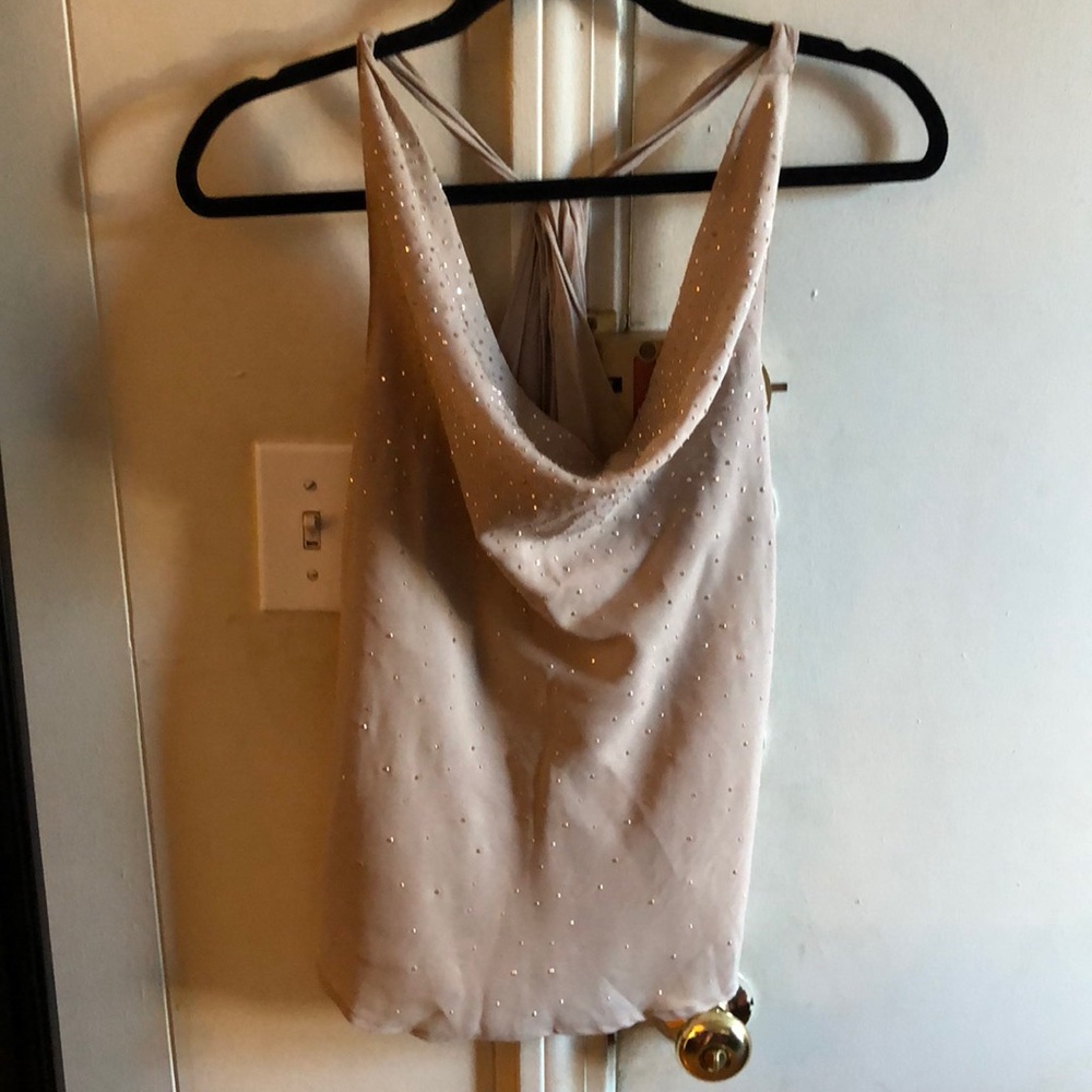 Tan with Gold Gem Cowl Tank